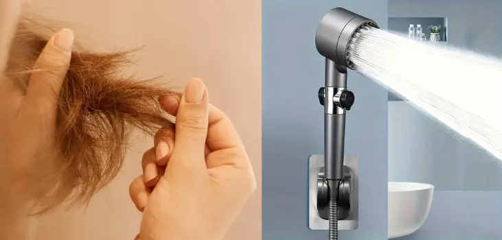brittle hair cause by poor quality water before IonDrops showerhead